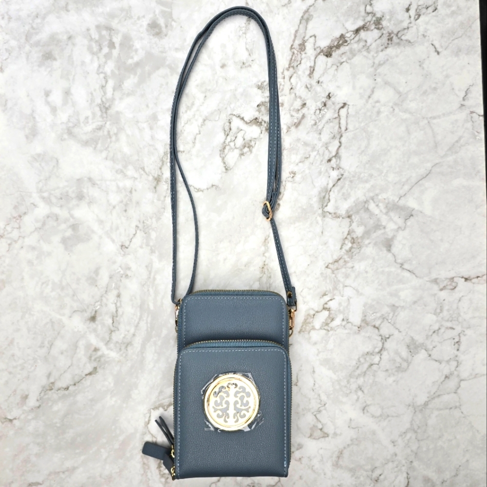 Gold and Gray Crossbody Bag with Sleek Design